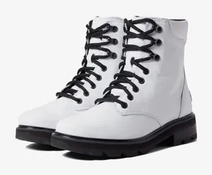 Womens Sorel Lennox White Lace Up STKD Waterproof Leather Combat Boots - Sz 9 thumbnail 1