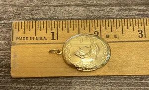Praying Hand Vintage Locket Etched Floral Pendant Gold Tone Prayer Open Closed thumbnail 7