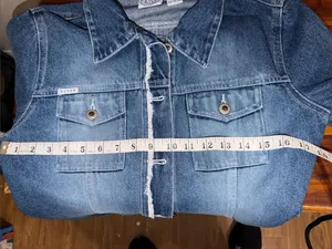 Vintage 90s Denim Jean Jacket Frayed Hem cottagecore thumbnail 8