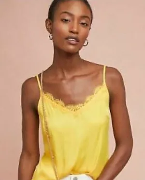 Anthropologie Floreat NWT Women's Yellow Lace Cami Top Size XS thumbnail 1