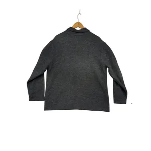 Studio Works Women's Gray 100% Wool Snowman X-Mas Embroidered Zip Up ‎ sweater L thumbnail 4