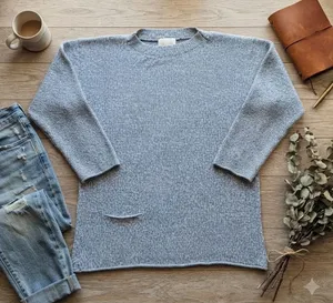 Flax Womens Gray Marled Cotton Knit Crewneck‎ Sweater Size S/M Relaxed Fit thumbnail 1