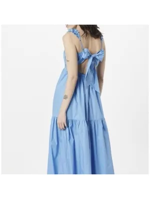 Abercrombie & Fitch tiered bow back ruffle poplin maxi dress thumbnail 2