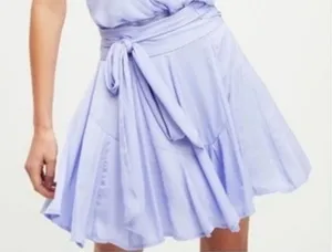 Free People Zuri Satin Wrap Mini Skirt Purple XS thumbnail 1