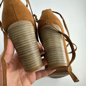 NEW BC Faux Suede Open Toe Brown Strappy Lace Up Bootie Size 6 Every Day Comfort thumbnail 6
