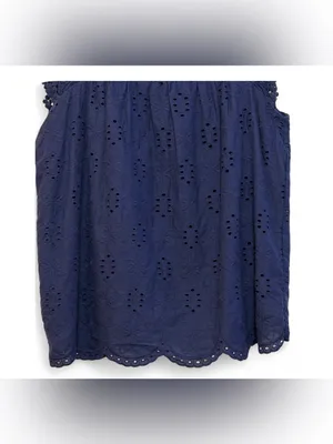 Knox Rose Women’s Boho Navy Eyelet Embroidered Lace Sleeveless Tank Blouse SizeS thumbnail 9