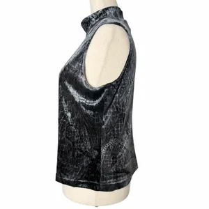 Judy Knapp Vintage Crushed Velvet Mockneck Tank Top Dark Sleeveless thumbnail 3