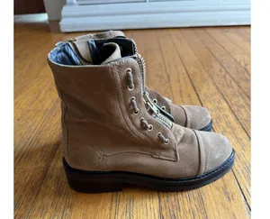 All Saints Ariel Brown Suede Zip Up Combat Boots Size 37 thumbnail 4