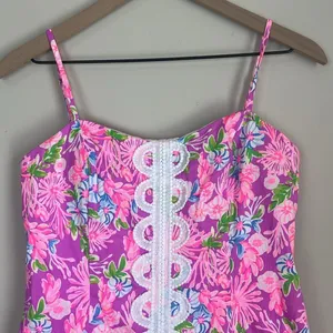 Lilly Pulitzer Shelli Stretch Midi Dress Amethyst Embroidered Pink Size 6 thumbnail 4