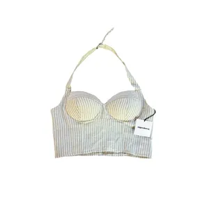Revolve Superdown Rudy Halter Top Beige White Striped Womens Medium NEW With Tag thumbnail 10