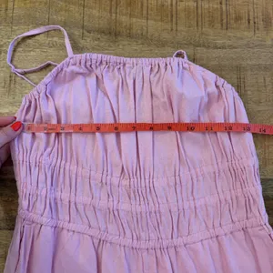 Old Navy Linen Blend‎ Jumpsuit Medium Cottagecore Smocked Wide Leg Ankle Pink thumbnail 9