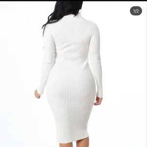 Stretchy white midi sweater dress Size L thumbnail 2