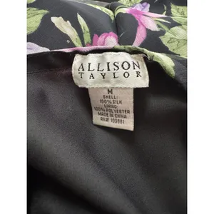 Allison Taylor Dark Floral Silk Midi Skirt Size Medium thumbnail 6