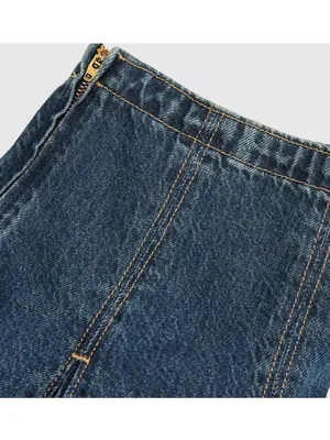 New Levi's Premium Size 26 Godet Mini Lightweight Skirt Fell Off Stone Dark Wash thumbnail 5