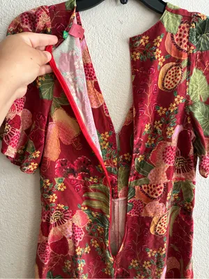 Farm Rio Red Forest Floral Print Romper S thumbnail 12