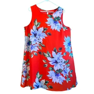 Jessica Howard Shift Dress L/XL Red Floral Sleeveless Chiffon Lightweight Beach thumbnail 2