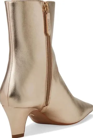 Schutz Boots Sz 7 Dellia Gold/Platina Ankle Bootie Sleek Metallic thumbnail 4