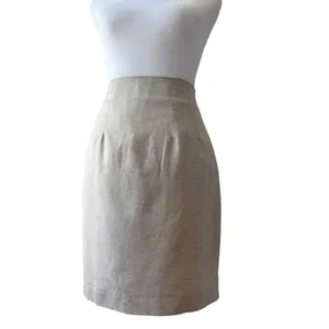 Vintage ‘90s LA City Paris Beige Linen Blend Knee Length Pencil Skirt thumbnail 5