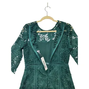 Minuet Emerald‎ Green Floral Lace Cocktail Dress Sheath 3/4 Sleeve Small NWT thumbnail 10