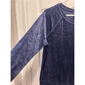 Old Navy Womens Navy Blue‎ Velour Raglan Sleeve Pullover Sweatshirt Size L thumbnail 3