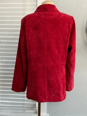 Vintage Pursuits Ltd Red Suede Leather Jacket Blazer Size Large thumbnail 3