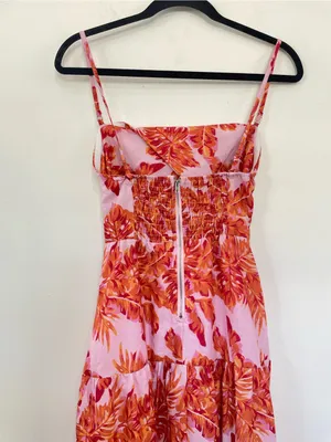 HELLO MOLLY Annita Maxi Dress Pink Orange Tropical Cutout Open Back | Small thumbnail 6