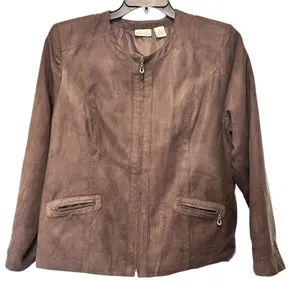 Vtg Kim Rogers Jacket Coat Y2K Western Faux Suede Brown SZ XL Full Zip Pockets thumbnail 1