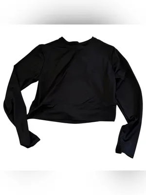 Tek Gear Ruffle Cut Out Black Workout Top Yoga thumbnail 3