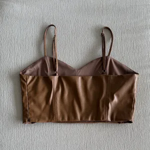 Brown Leather Women's Top Size L thumbnail 2