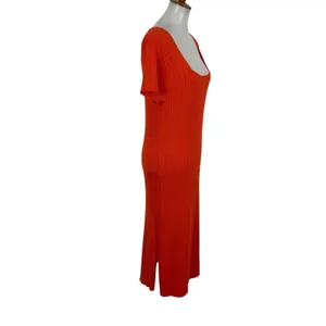 Madison Hudson Dress XL Orange Maxi Short Sleeve Knit Casual Resort thumbnail 5