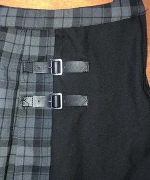 Hot Topic Black & Grey Plaid Buckle Asymmetrical Pleated Skirt size large thumbnail 3