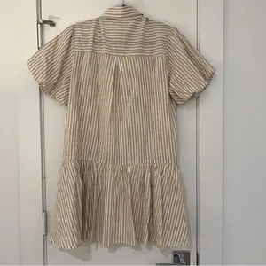 In the Beginning Tan and White Stripped Mini Cotton Dress Marissa Button Down thumbnail 9