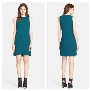 Vince Womens Teal Blue Sleeveless Shift Mini Dress Size 2‎ V1588-90389 thumbnail 2