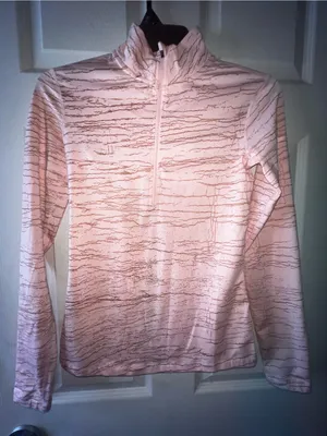 Nike Pro Light Pink Quarter-Zip Stripe-Print Pullover thumbnail 1