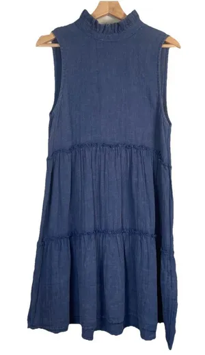 Simply Southern Blue Tiered Cotton Dress Size Small Coastal Cottage‎ Minimal NWT thumbnail 1