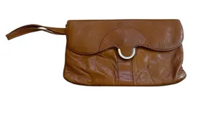 Vintage Genuine Leather Clutch Wristlet Envelope Bag Buckle Snap Button Casual thumbnail 1