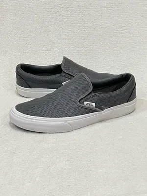 Vans Classic Grey Perf Leather Slip-On in Smoked Pearl Unisex Women’s Size 9.5 thumbnail 6
