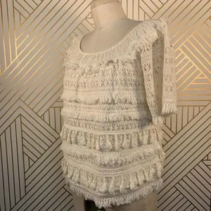 Anthropologie Love Sam Top Blouse Off the Shoulder Tassel Fringe‎ Size Medium thumbnail 5