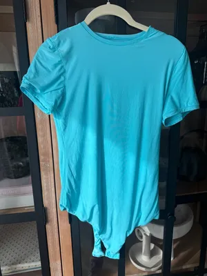 Smoothez by Aerie bodysuit short sleeve tee top seamless buttery skims turquoise thumbnail 1