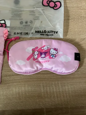 Hello Kitty Pink Satin Sleep Mask with Matching Pink Drawstring Pouch thumbnail 3