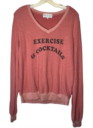 Wildfox "Exercise & Cocktails" Jumper Pullover Top thumbnail 1