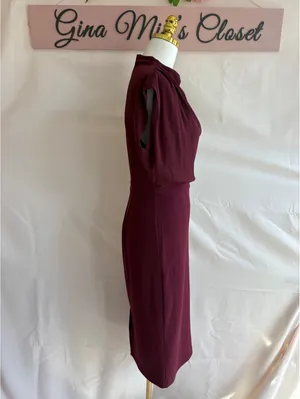 Express Women's Burgundy Sleeveless Midi Dress Size S with Multi-Strand Beaded 3 thumbnail 4