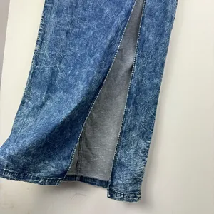 Judy Blue Denim Midi Maxi Skirt Sz 1XL Acid Wash Stretch High Slit A Line thumbnail 8