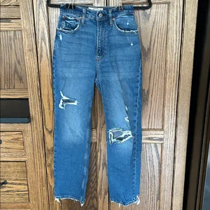 Abercrombie The‎ Ankle Straight Ultra High Rise Curve Love Jeans Med Wash 00 24 thumbnail 2