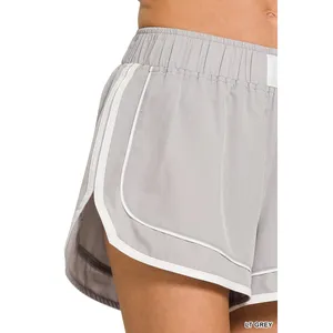 Zenana Soft Woven Lined Dolphin Shorts - Lt. Grey - Large thumbnail 4