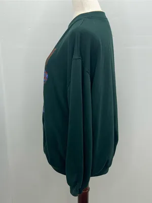 Vintage 90s Basic Editions Teddy Bear Graphic Green Womens Sweatshirt Large thumbnail 3