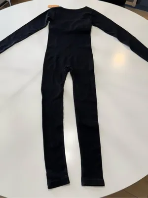 Popilush Scoop-Neck Long-Sleeve Black Fitted Jumpsuit Size Small NWT thumbnail 6