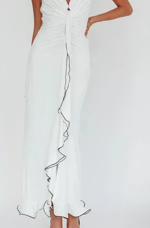 Selfie Leslie White Maxi Dress with Black Accents thumbnail 1