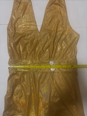 Gold Halter Wide-Leg Jumpsuit S NWOT Fall Halloween Costume Cosplay EDM Rave thumbnail 6