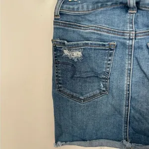 American Eagle Hi-Rise Mini Denim Skirt Distressed Size 00 Blue thumbnail 8